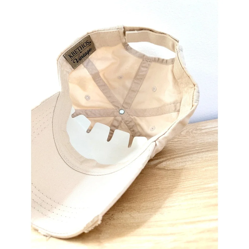 KBETHOS Hot Southern Mess Distressed Baseball Cap Beige Vintage Adjustable Hat